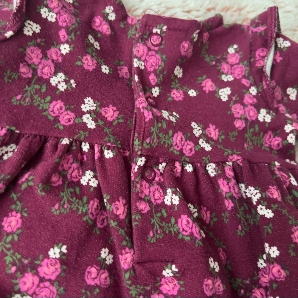 Carter’s Baby Girl Infant Floral Fleece Long Sleeve Dress Size 6 months